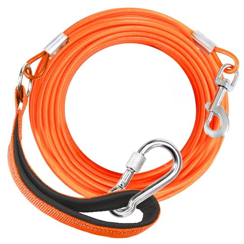 Lange Hundeleine, kaufest, zum Ausbinden, für Hunde, strapazierfähig, 3,4 m, 76,2 cm, 15,2 m, mit Karabiner, Hundeleinen für den Hof für mittelgroße und große Hunde, langlebige lange Leinen mit