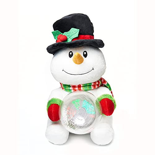 Cuddle Barn - Snowglobe Stormy | Animated Christmas Snowman with LED Light Stuffed Animal Plush Toy, Bops Around to Frosty The Snowman, 11 Inches