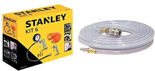 Stanley 9045717STN Accessoires pour compresseur d’air & FERM Tuyau à air 10m - avec connexion rapide - pour compresseur