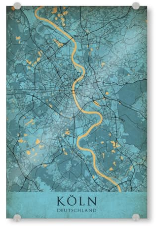 artboxONE Acrylglasbild 45x30 cm Städte/Köln Köln Vintage Map Bild hinter Acrylglas - Bild köln köln köln City