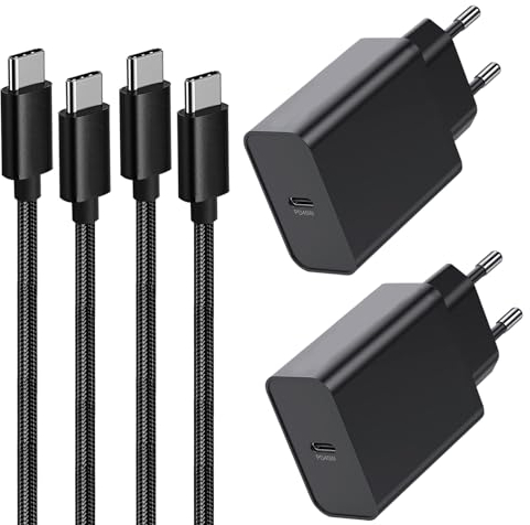 45W 2-Pack Cargador Movil USB C y Cable para Samsung Galaxy S25 Ultra/S23 Plus/S24 FE/S24 Ultra/S22+/S21 FE/S20,A17 A56 5G/A36 A35 A55 A54 A53/Z Fold 4 5 6 7 Note 20,Enchufe Tipo C Super Carga Rapida