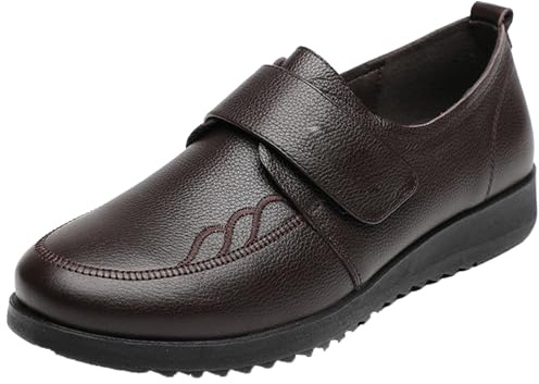 AEHO Scarpe Ortopediche Donna Impermeabili in Pelle Scarpe con Piedi Larghi gonfi e Piedi Grassi Scarpe Sanitarie Uomo Scarpe Sportive Ortopediche,Marrone,38/240mm