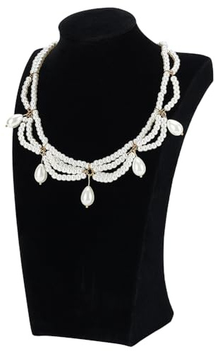 FINGERINSPIRE Jewelry Bust Necklace Display Stand 25cm Height Black Velvet Necklace Display Holder Wood Necklace Bust Stand Chain Jewelry Organizer Easel for Home Use or Store Shop Show