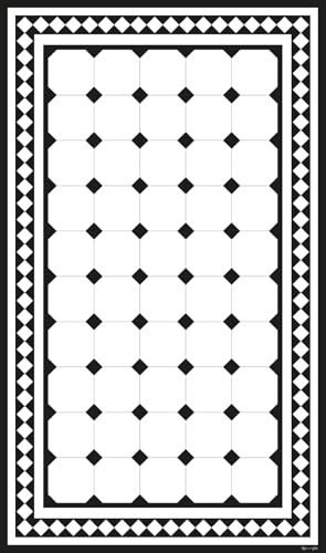 DobleUve Estudio Alfombra Vinílica Victorian | Blanco | 65x80 | Alfombra Cocina Lavable Antideslizante | Alfombra Vinilo Salón | Suelo de Vinilo