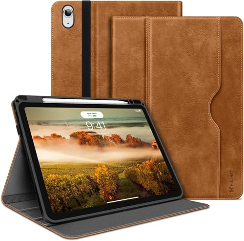 HOLIMET Hülle für iPad Air 13 Zoll M4/M3/M2 (2026/2025/2024) mit Stifthalter, iPad Air 6 13'' PU Leder Case TPU Rückseite Abdeckung Schutzhülle Stoßfest, Auto Wake/Sleep, Multi-Winkel Ständer (Braun)