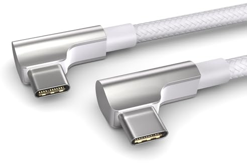 PAXO 0,5m USB C auf USB C Kabel, 100W Power Delivery 20V/5A PD 3.0 Schnellladekabel, 10 Gbps - USB 3.2 Gen2x1 Highspeed Datenkabel, 2 elegante 90° Winkelstecker, weiß