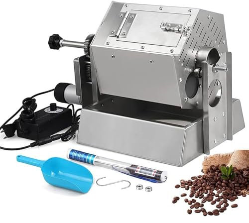 Tostatrice for caffè in acciaio inossidabile, tostatrice for chicchi di caffè a tamburo da 3,4 litri con termometro, tostatrice for caffè a gas a velocità regolabile, for uso domestico e commerciale