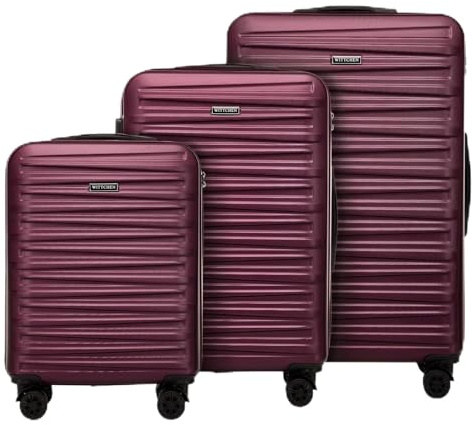 WITTCHEN Skyspeed Line Reisekoffer 3er Koffer-Set Rollkoffer Trolley Handgepäck Reisekofferset Hartschalenkoffer ABS Kombinationsschloss Teleskopgriff 4 Räder Maroon Lufthansa/Eurowings/Ryanair/Condor