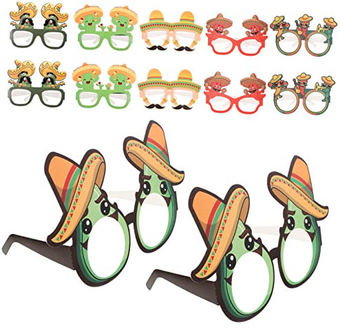 Toyvian 12pcs Fiesta Party Eyewear Glasses for Festival Decorations and Photo Props for Cinco De Mayo and Carnival Celebrations