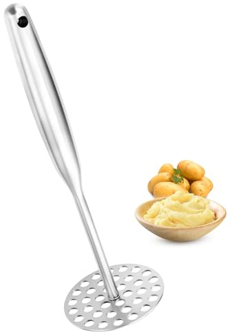 Cozy Inviting Schiacciapatate in Acciaio Inox, Lavabile in Lavastoviglie, Schiaccia Patate In Acciaio Per Purea Di Patate, Marmellata, Verdura, Frutta (25.3 x 8.7 cm)