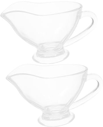 Zerodeko 2pcs Glass Gravy Boats with Comfortable Handle and Stable Design, 215ml Mini Sauce Jugs for Serving Steak, Black Pepper Sauce, and Dressings in Home Or Dining Settings