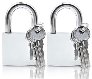 Lamondre Padlocks with Keys 2 Pack, Small Lock 32mm (Keyed Alike), Lock for Gym Locker, Cabinets - Silver