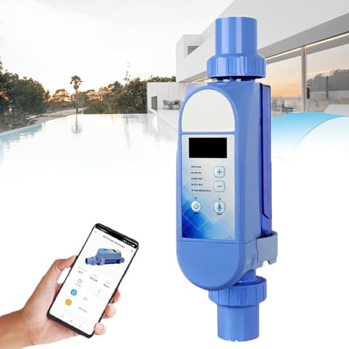 Système De Chloration De Piscine Au Sel, GéNéRateur De Chlore Au Sel à Adaptation Automatique, Wi-FI Intégré Et TéLéCommande par Application, Fonction Autonettoyante,20g/h