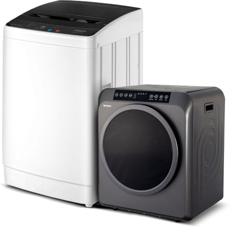 ROVSUN 30LBS Full Automatic Washing Machine and 3.5CuFt Portable Clothes Dryer Set, Electric Laundry Washer and Dryer Combo Set with Stainless Steel Inner Tub, for Apartment, Dorms, Home