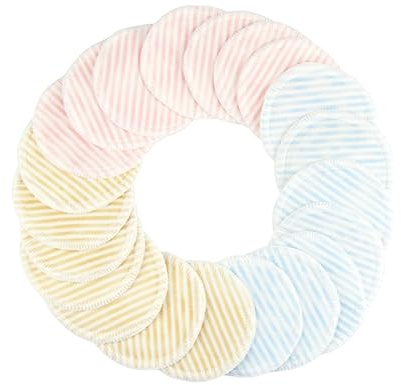 PACKOVE 12stücke Wiederverwendbare Make-up-entferner-pads Aus Bambusfaser Doppellagig Gesichtsreinigungspads Khaki Himmelblau Rosa