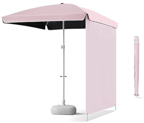 FVTVHEV Sonnenschirm Strandschirm Gartenschirm Höhenverstellbar Durchmesser 160/200 cm Terrassenschirm Faltbar Geeignet für Garten Camping und Strand(Pink B,160cm)