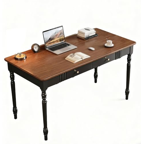 JixCJHj Mesa de Oficina, Despacho Ordenador，mesas de Estudio，Secretaria Gaming，de fácil manejo，con Cajonera，para Estudio,Oficina,Gaming,Dormitorio(Walnut,80 * 60cm(31 * 24in))