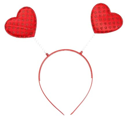Whakano Valentinstag Haarreif Rote Herz Stirnband für Damen,Party Zubehör,Dekorative Haarreifen für JGA Hochzeit Karneval Fasching Mottoparty Kostüm Dekoration Accessoire,Rot F