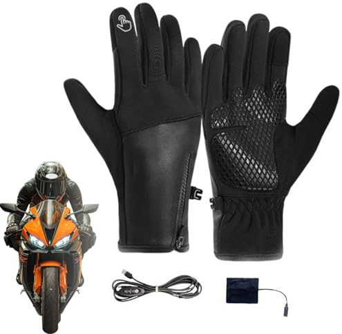 Renchey Guantes Eléctricos con Calefacción | Polar Antideslizante Resistente al Viento Táctil - Guantes de Esquí Térmicos con Calefacción para Invierno,para Caza Escalada Senderismo Conducción