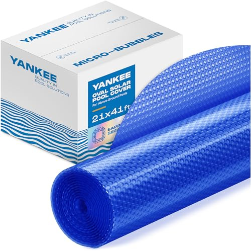 Oval Solar Pool Cover - Extra Durable 14-Mil Polymer Micro Bubble for 21 x 41 ft Above Ground Pool by Yankee, Keeps Water Warm, Prevents Loss, Weatherproof Solar Blanket