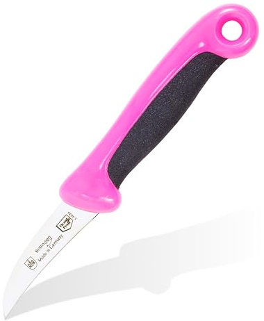 RÖR® Schälmesser Gebogene Klinge Pink - Extra scharf & rostfrei für Obst & Gemüse - Rutschfester Griff - Perfekt für präzises Schälen von Äpfeln & Kartoffeln - Solingen Qualität - Made in Germany