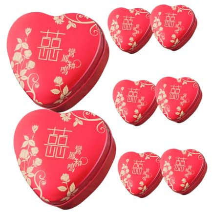 GARVALON 8 Stück Herzförmige Weißblech Geschenkboxen mit Deckel Kleine Hochzeits Gastgeschenkdosen für Bonbons und Pralinen Lebensmittelechte Blechdosen für Feierdekoration
