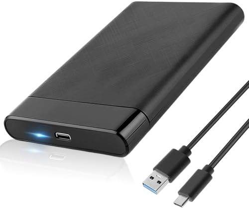 Carcasa Disco Duro 2,5 Externo 6Gbps USB C 3.1 Gen 2 Caja de Disco Duro para HDD SSD SATA I II III de 7mm y 9.5mm no Requiere Herramientas Sopporta UASP Trim Compatible con Xbox PS4 PC con Cable USB