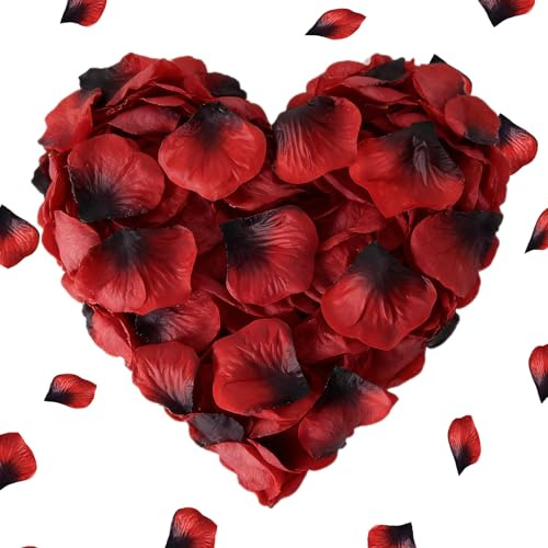 GYIOFAI 4000 Pcs Rose Petals, Artificial Flowers Petals, No-Taste Emulation Silk Rose Petal, Romantic Confession Decorations, for Wedding, Valentine's Day, Proposal, Anniversary (Dark Red)