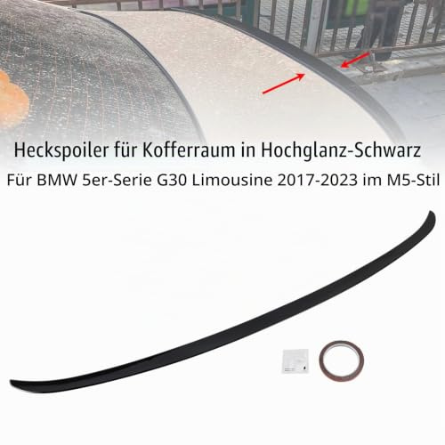 Gloss Black Heckspoiler für BMW 5er G30 Sedan 2017-2023 F90 M5 Style,ABS Kunststoff,Auto Heck Flügel Spoiler,Selbstklebend,Direkter Austausch,Hochwertig,Leicht,Anti-Rost,Farbecht