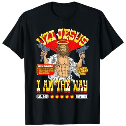 DCC Uzi Jesus I Am The Way Character Stats RPG Books T-Shirt