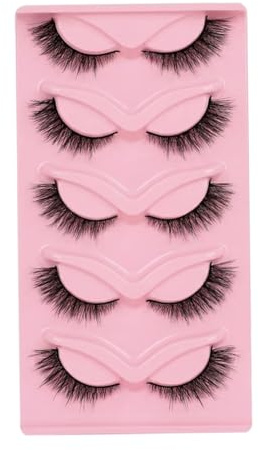 Luxorium GVEFETIEE 5 paires de faux cils naturel Fox Eye wispy, cils artificiels avec bande transparente, ensemble de faux cils