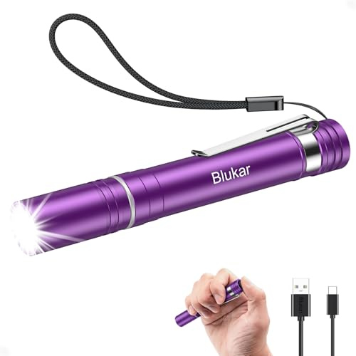 Blukar Torcia LED Mini Ricaricabile, Torcia Penna Tascabile con Clip