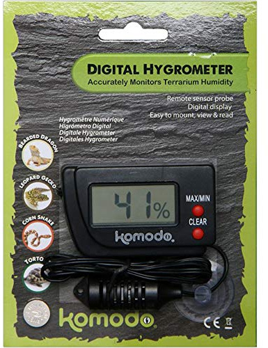 Komodo Black / Green Digital Hygrometer for Reptile & Amphibians Habitats Easy to Read Digital Dial Display Humidity Monitor
