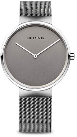 Bering Unisex Quarz Uhr | Armbanduhr 39 mm Edelstahlgehäuse und Zifferblatt | Milanaisearmband | Saphierglas | 5 ATM | 14539