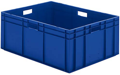 Bac gerbable normes Europe à parois et fond pleins - L x l x h 800 x 600 x 320 mm - bleu, lot de 2 - bac en plastique bac gerbable bacs gerbables conteneur de stockage conteneur en plastique Bac de