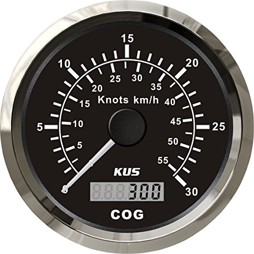 KUS Contachilometri contachilometri GPS 30Knots 55KM/H per yacht 85mm con retroilluminazione (nero)