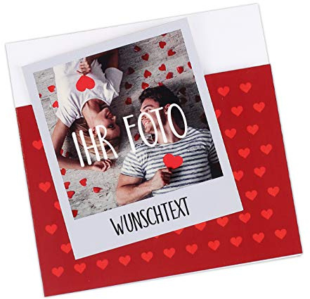 Herz & Heim® Klappkarte mit Foto und Wunschtext für Liebende zum Valentinstag oder Hochzeit