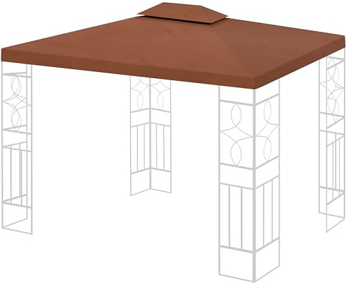 WASSERDICHT Ersatzdach 3x4m Dach 340g für Pavillon Kaminabzug Pavillondach PVC (Braun #44)