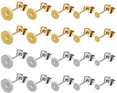100 Paar Ohrstecker-Pads, flache Pfosten, Ohrringe aus Edelstahl, für die Herstellung von Ohrringen, Basteln, Handwerk