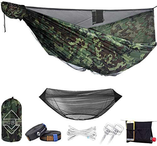 onewind Ultraleichte Doppelhängematte mit Moskitonetz für Camping Wandern Rucksackreisen
