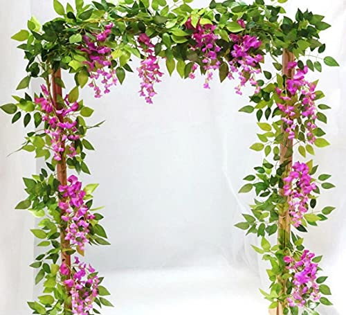 HAOSHICS 2 pezzi Ghirlanda Glicine Artificiale Finta Pianta Rampicante da Appendere Glicine Finto Pendente Ghirlanda Wisteria Glicine per Decorazioni Esterne Interne Matrimonio Nozze Casa