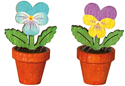 Kuhnert - Dekoration/Holzfigur - Blumenmotiv: Stiefmütterchen klein - 2er Set - Höhe: ca. 3,3 cm - Made in Germany