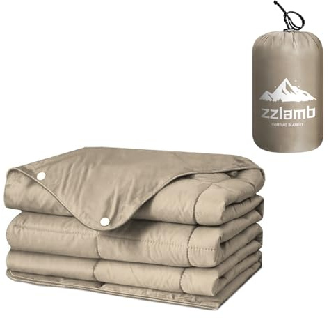 zzlamb Campingdecke für Erwachsene, kompakte, leichte, weiche, bauschige Decke, wasserabweisend, verstaubar, warme Steppdecke, Daunen-Alternative, Couch, Auto, Reisen, Wohnmobil, Picknick, Wandern