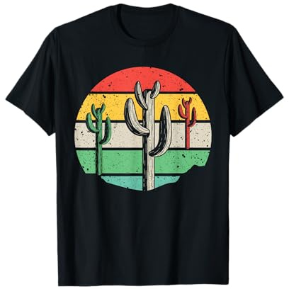 Retro Saguaro Sunset Funny Cactus Opuntia Cactaceae Lovers T-Shirt
