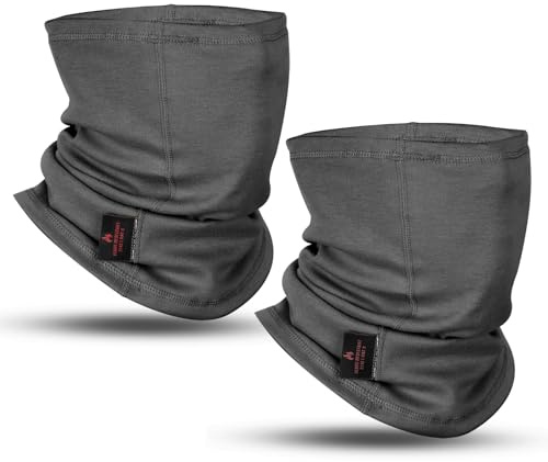 LANLFY 2PACK FR Face Mask For Men CAT/HRC2 Flame Resistant Neck Gaiter Covering 100% Cotton Arc Flash Welding Shield Protector 12CAL Work Gear GREY