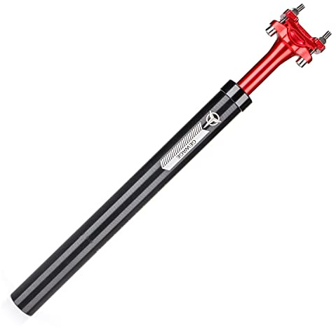 Suspension Seatpost for Bicycles - 27.2 X 400mm Shock Absorbing Bike Seatposts - Lightweight Aluminum Alloy Seat Post for Mountain Road Bike BMX eBike (RED Black, 27.2)