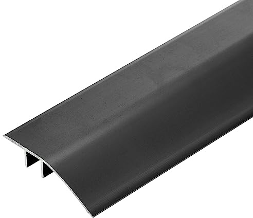 sourcing map Aluminum Floor Transition Strip, 35.4inch Door/Tile/Carpet to Tile Transition Strip, Doorway Edge Trim for Wood Vinyl Laminate Floors, Fit Height 0.2 to 0.7 Inch(Black)