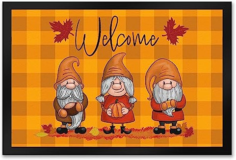 speecheese Welcome Wichtel Fußmatte XXL in 50x75 cm in herbstlichen Farben als Dekoration zur Herbstzeit für Frauen und Wichtelliebhaber Herbststimmung Fußabtreter gemütlich Türmatte