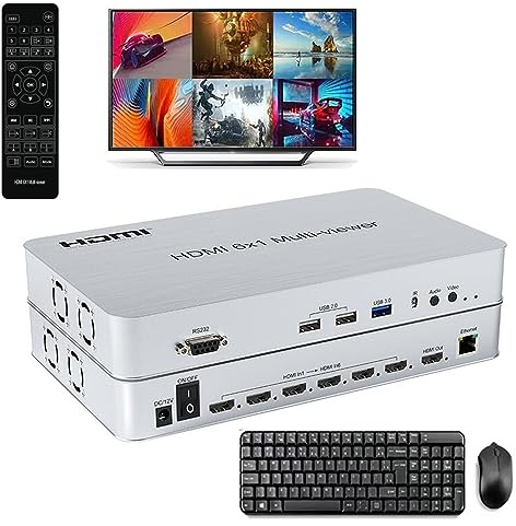 Commutateur KVM 6 ports Commutateur HDMI Multi-Viewer 6X1 HDMI Quad Screen Real Time Multiviewer Support mouse through mode