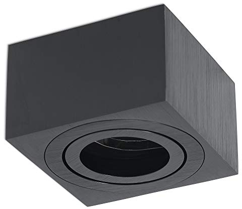 LED Mini-Aufbaustrahler IP20 schwarz rund 7 Watt kaltweiß MR16 - Aufbau-spot flach als Decken-Strahler für Wohnzimmer Flur - Aufbauleuchte 50mm Bohrloch Aufbau-Lampe